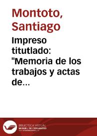 Impreso titutlado: 'Memoria de los trabajos y actas de la Comisión de Monumentos Históricos y Artísticos de la Provincia de Sevilla'.