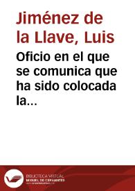 Oficio en el que se comunica que ha sido colocada la inscripción conmemorativa en la Casa natal del Arzobispo de Granada.
