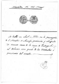 Dibujo de la moneda de oro hallada en abril de 1830 en San Martín de Araujo.