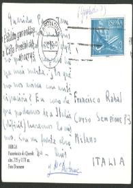 Postal de Luis Goytisolo y María Antonia Gil a Francisco Rabal. Barcelona, 22 de noviembre de 1962