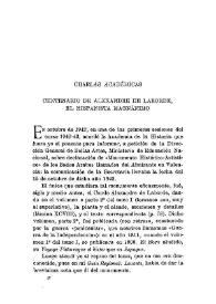 Centenario de Alexandre de Laborde, el hispanista magnánimo