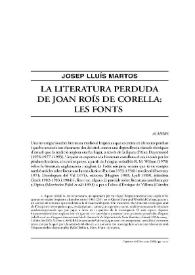 La literatura perduda de Joan Roís de Corella: les fonts