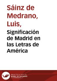 Significación de Madrid en las Letras de América