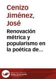 Renovación métrica y popularismo en la poética de Salvador Rueda : las formas de seguidilla