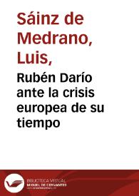 Rubén Darío ante la crisis europea de su tiempo
