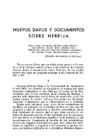 Nuevos datos y documentos sobre Nebrija