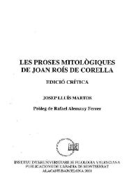 Les proses mitològiques de Joan Roís de Corella. Pròleg