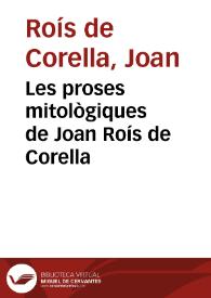 Les proses mitològiques de Joan Roís de Corella