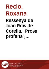 Ressenya de Joan Roís de Corella, 
