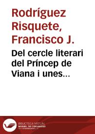 Del  cercle literari del Príncep de Viana i unes poesies satíriques del 