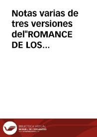 Notas varias de tres versiones del'ROMANCE DE LOS MOZOS DE MONLEON'