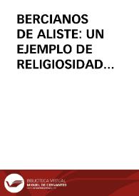 BERCIANOS DE ALISTE: UN EJEMPLO DE RELIGIOSIDAD POPULAR. (TRADICION A LAS PUERTAS DEL SIGLO XXI)