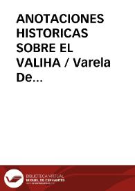 ANOTACIONES HISTORICAS SOBRE EL VALIHA