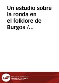 Un estudio sobre la ronda en el folklore de Burgos