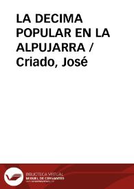 LA DECIMA POPULAR EN LA ALPUJARRA