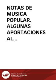NOTAS DE MUSICA POPULAR. ALGUNAS APORTACIONES AL ESTUDIO DEL DANCE DE JACA