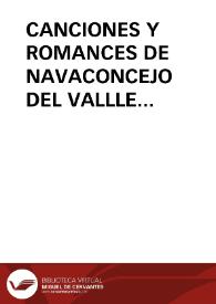 CANCIONES Y ROMANCES DE NAVACONCEJO DEL VALLLE (CACERES): REPERTORIO PROFANO