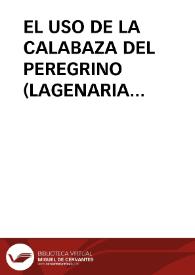 EL USO DE LA CALABAZA DEL PEREGRINO (LAGENARIA SICERARIA) EN ESPAÑA