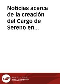 Noticias acerca de la creación del Cargo de Sereno en el 'Viaje de España' de Antonio Ponz Piquer (1725-1792)