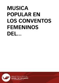 MUSICA POPULAR EN LOS CONVENTOS FEMENINOS DEL VIRREINATO DE PERÚ