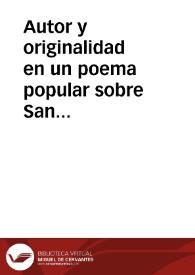 Autor y originalidad en un poema popular sobre San Isidro Labrador y Santa María de la Cabeza