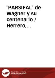 'PARSIFAL' de Wagner y su centenario