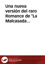 Una nueva versión del raro Romance de 'La Malcasada del Pastor'