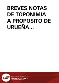 BREVES NOTAS DE TOPONIMIA A PROPOSITO DE URUEÑA (VALLADOLID) (II)