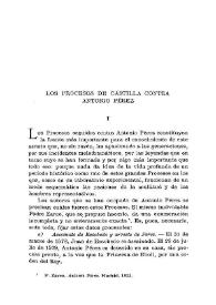 Los Procesos de Castilla contra Antonio Pérez [I]