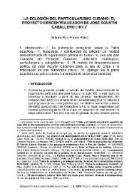 La eclosión del particularismo cubano: el Proyecto descentralizador de José Agustín Caballero (1811)