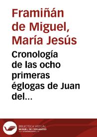 Cronología de las ocho primeras églogas de Juan del Encina : estado de la cuestión
