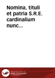 Nomina, tituli et patria S.R.E. cardinalium nunc viuentium