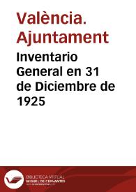 Inventario General en 31 de Diciembre de 1925