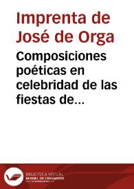 Composiciones poéticas en celebridad de las fiestas de San Francisco de Borja, Gandía, 1858 [Texto impreso]