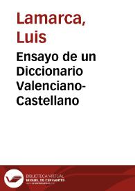 Ensayo de un Diccionario Valenciano-Castellano