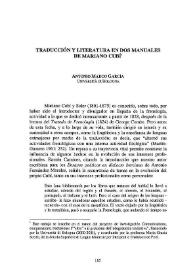 Traducción y literatura en dos manuales de Mariano Cubí
