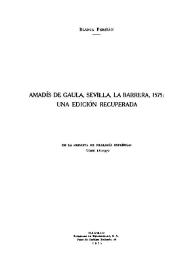 Amadís de Gaula, Sevilla, La Barrera, 1575: una edición recuperada