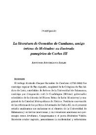 La literatura de González de Candamo, amigo íntimo de Meléndez: su ilustrado panegírico de Carlos III