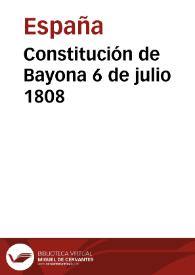Constitución de Bayona de 6 de julio de 1808