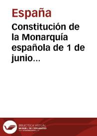 Constitución de la Monarquía española de 1 de junio 1869