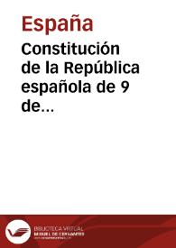 Constitución de la República española de 9 de diciembre 1931