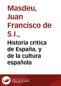 Historia critica de España, y de la cultura española