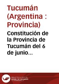 Constitución de la Provincia de Tucumán del 6 de junio de 2006