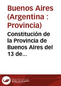 Constitución de la Provincia de Buenos Aires del 13 de septiembre de 1994