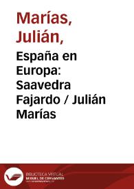 España en Europa: Saavedra Fajardo