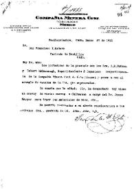 [Carta de José de la Luz Soto de la compañía Minera Cusi a Francisco I. Madero. Cusihuiriáchic (Chihuahua), 27 de marzo de 1911]