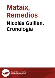 Nicolás Guillén. Cronología