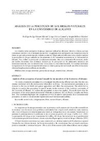 Análisis de la percepción de los riesgos naturales en la Universidad de Alicante