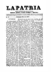 La Patria (República de Honduras) . Periódico quincenal político, económico e industrial. Núm. 2, 2 de enero de 1872