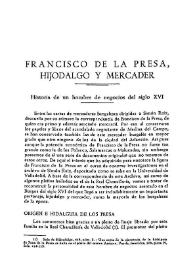 Francisco de la Presa, hijodalgo y mercader: historia de un hombre de negocios del siglo XVI